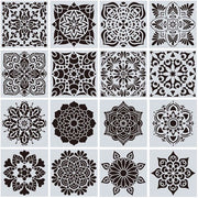 Set di stencils riciclabili 16 pezzi - taglieria laser - stencil per dipintura - stencil per parete - stencil per legno - materiale PET ecosostenibile - stencil in plastica.