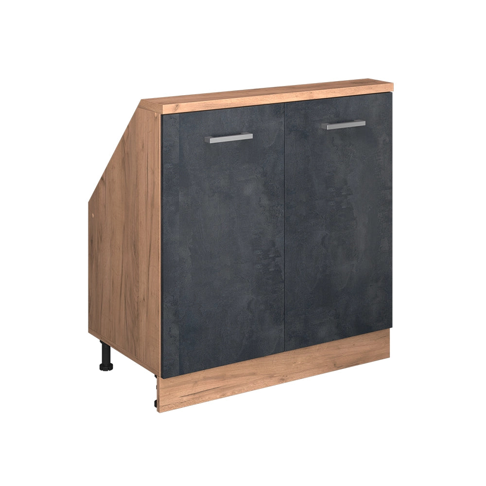 Mobile sottotetto Rion Calce nera/Rovere dorato con 2 porte Vicco