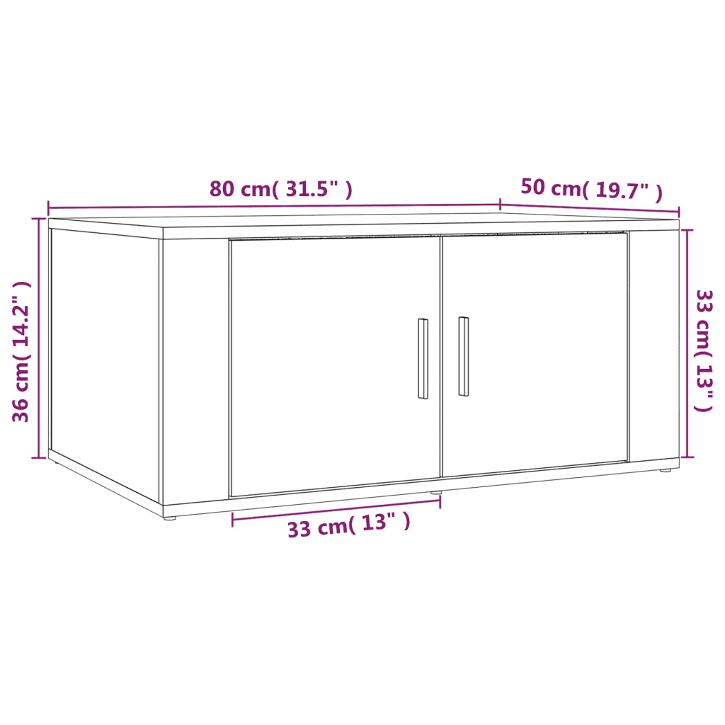 Tavolino Salotto Grigio Cemento 80x50x36 cm Legno Multistrato