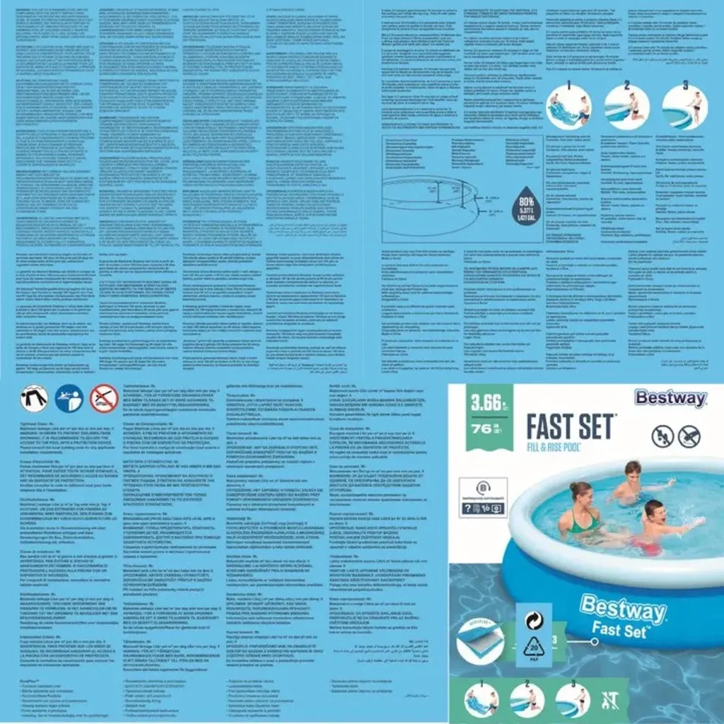 Bestway Piscina Gonfiabile Rotonda Fast Set 366x76 cm 57273 3202417