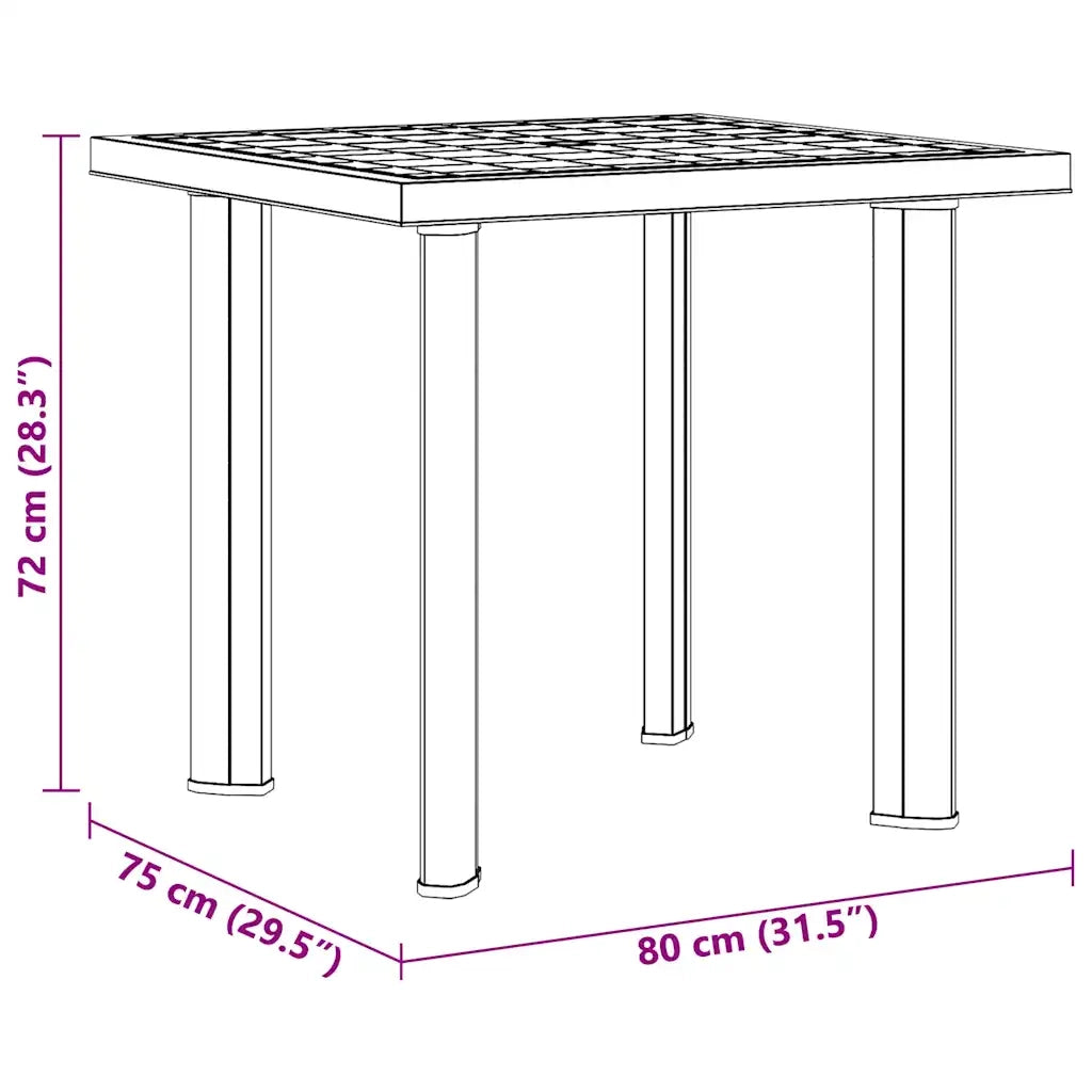 Tavolo da Giardino Verde 80x75x72 cm in Plastica 48803