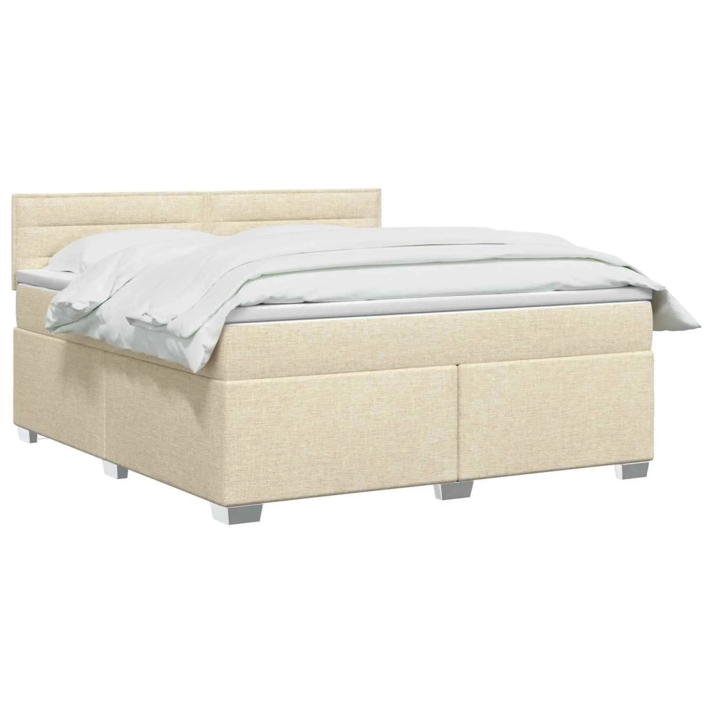 Letto box spring con materasso Crema 140 x 200 cm Tessuto 3450493