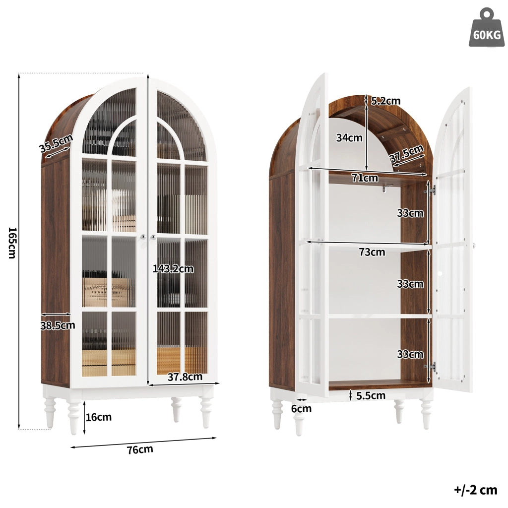 VETRINA ad Arco 76x38,5x165 cm in MDF Bianca