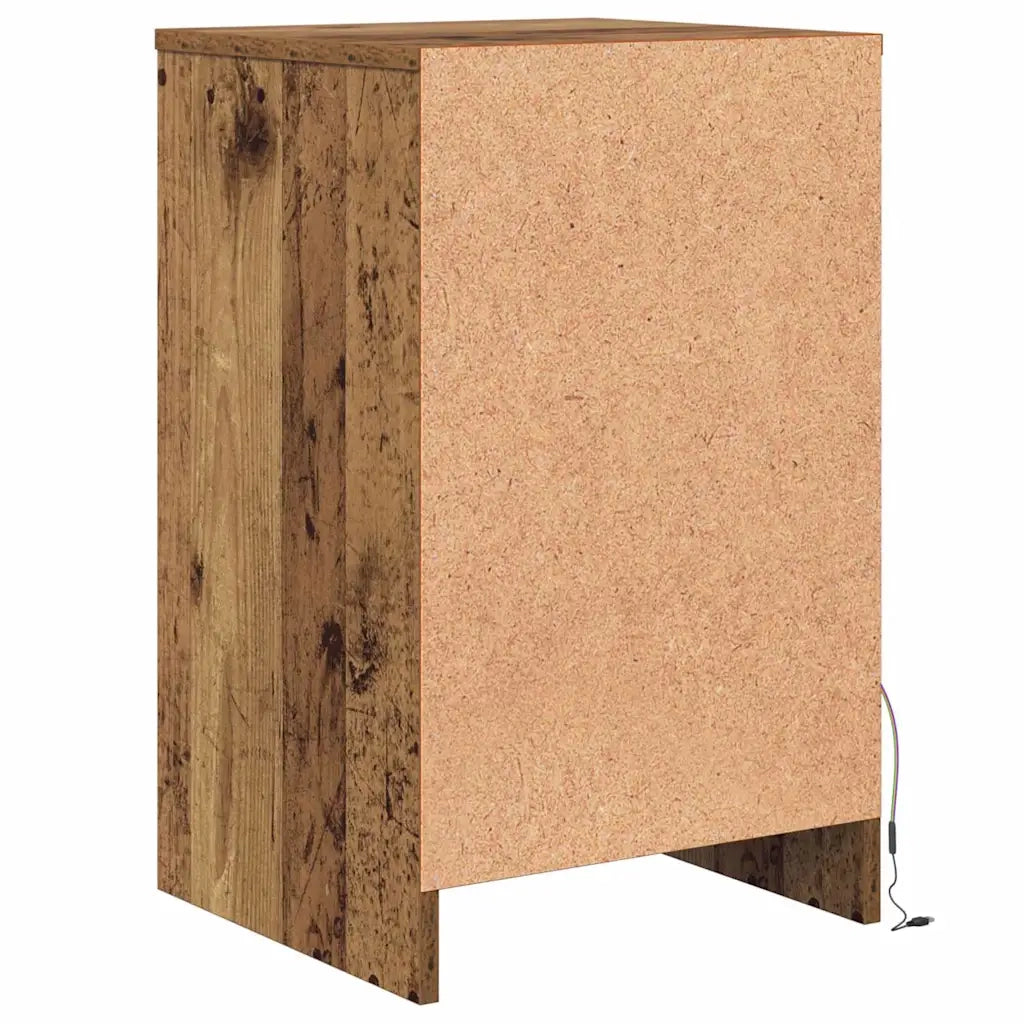 Armadio da letto | Comodino | Armadio da Notte | Mobiletto da notte LED con cassetto Legno vecchio 38 x 34 x 61 cm