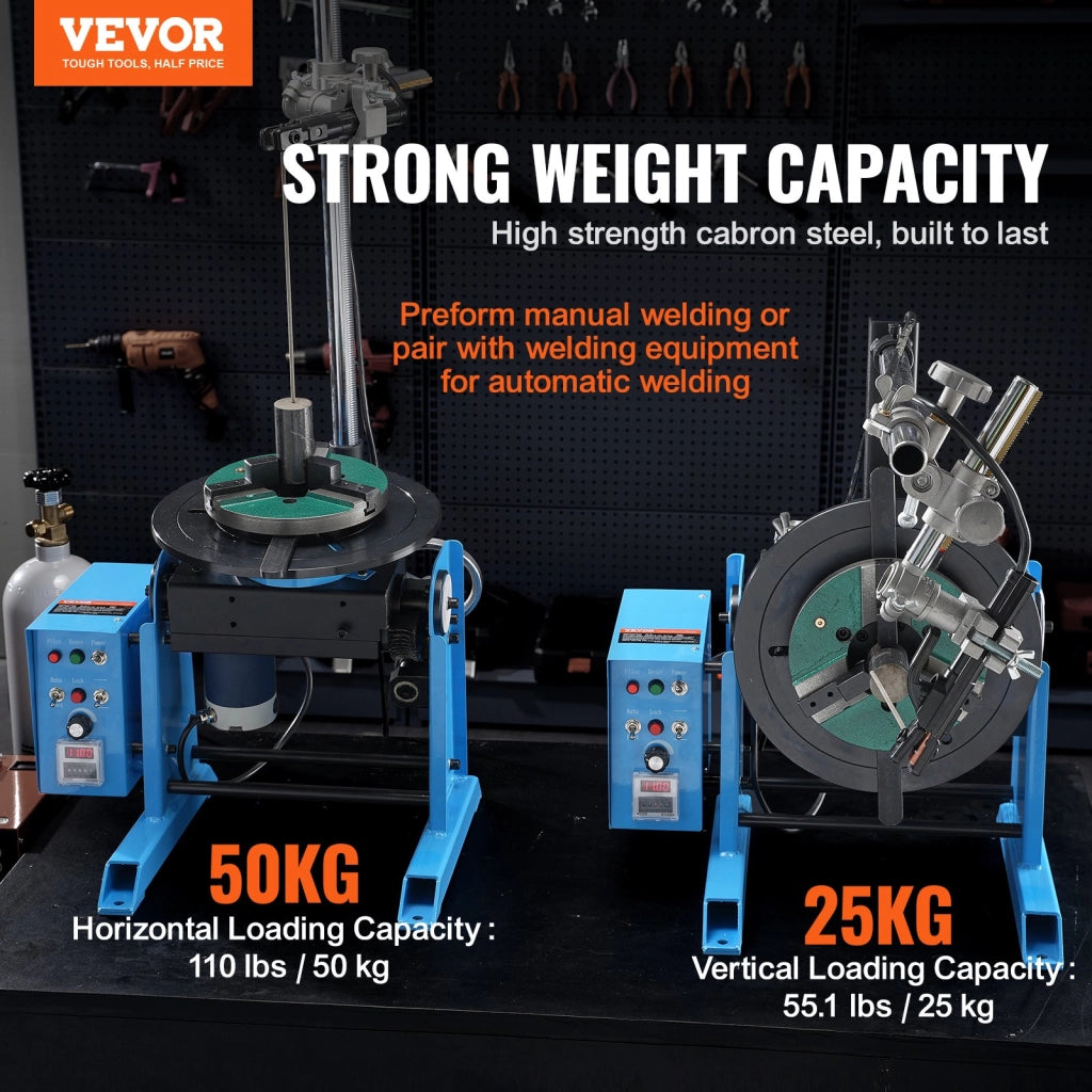 Posizionatore Rotante per Saldatura HD-50 50kg, Tavola Girevole 0-90° 120W 0,5-6RPM, Mandrino 315 mm per Officina e Fai da Te