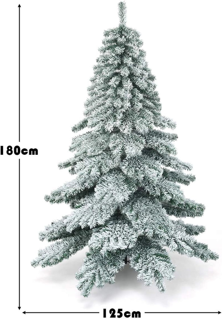 Albero di Natale Innevato 180/230cm, Albero di Natale con 657/1313 Rami Folti e Base di Metallo con Cuscinetti Antiscivolo, Albero di Natale Realistico per Casa, Ufficio e Negozio (180 cm)