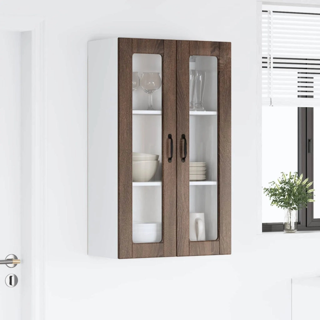 Mobile in vetro da parete PORTO Rovere Marrone 60 x 31 x 100 cm