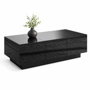 TAVOLINO DA SALOTTO Nero Lucido 100 x 31 x 50 cm con cassetti