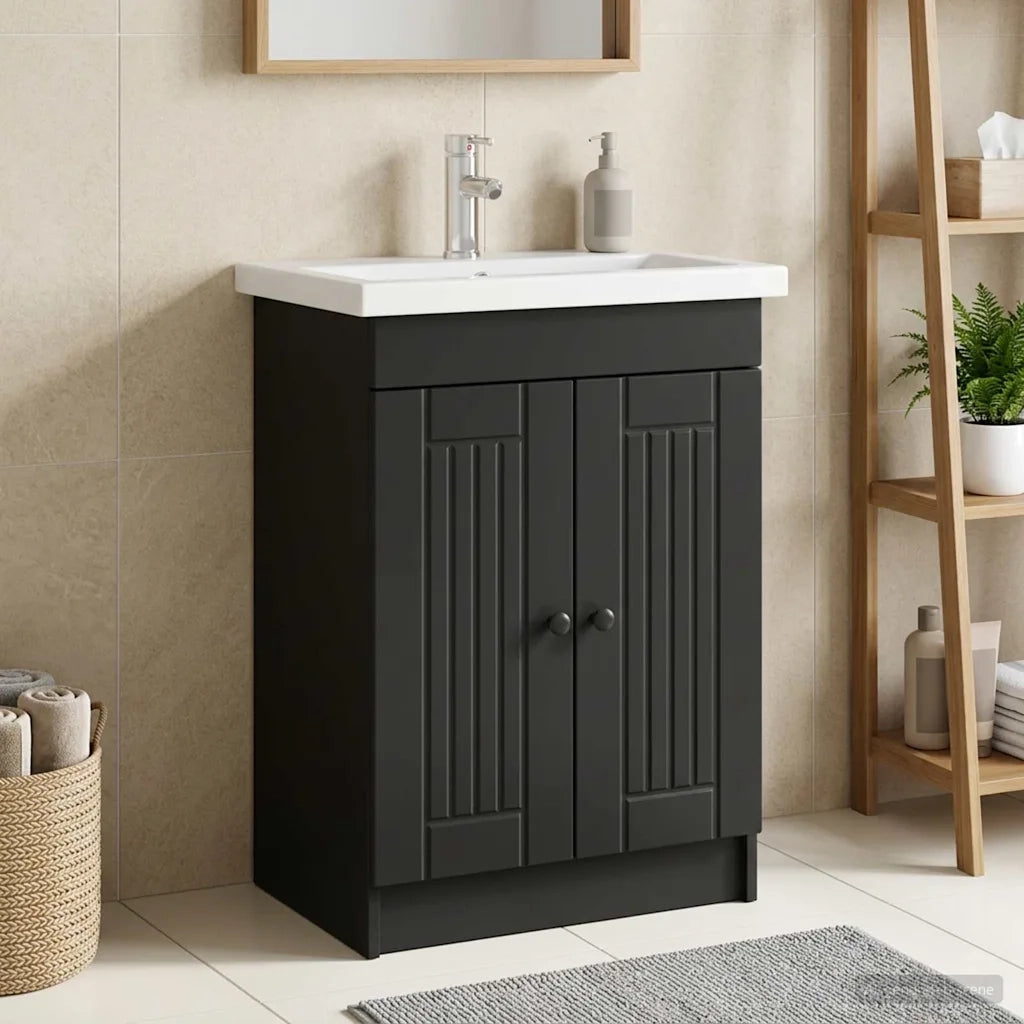 Mobiletto da bagno sotto il lavello Nero 78,5 x 37,5 x 81 cm 890045