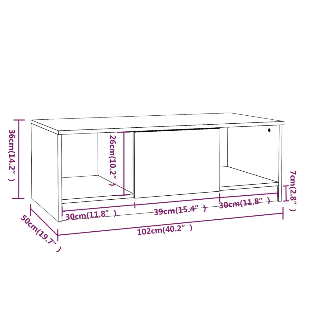 Tavolino da Salotto Bianco 102x50x36 cm in Legno Multistrato cod mxl 16350