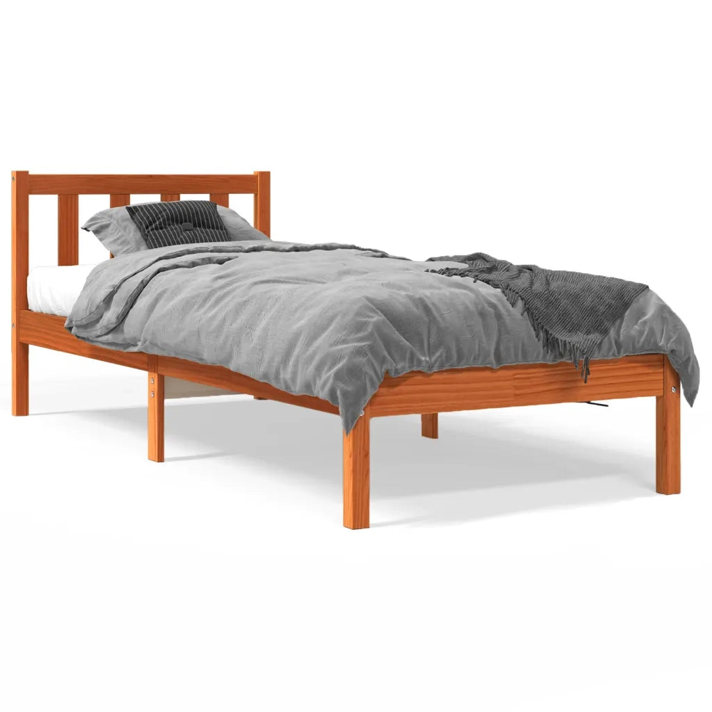 Letto senza Materasso-Struttura Letto Marrone Cera 90x190 cm in Legno di Pino 125722