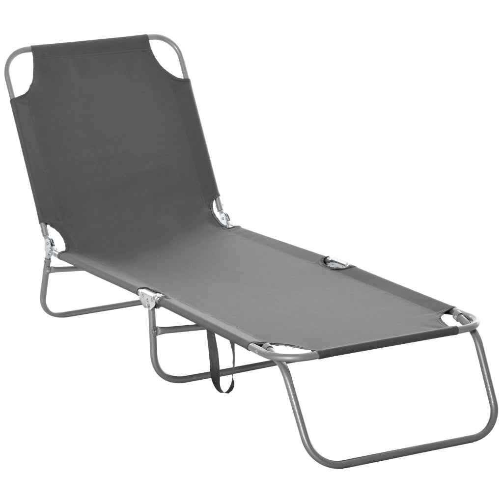 Tumbona Pieghevole con Schienale Regolabile 5 Posizioni ¨C zephmum ¨C Grigio 187x55x24 cm