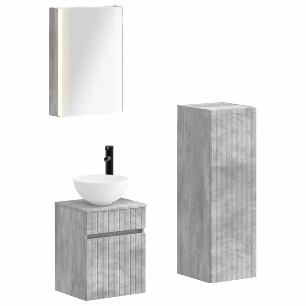 Set di mobili per il bagno 4 pcs Grigio Cemento 3407474