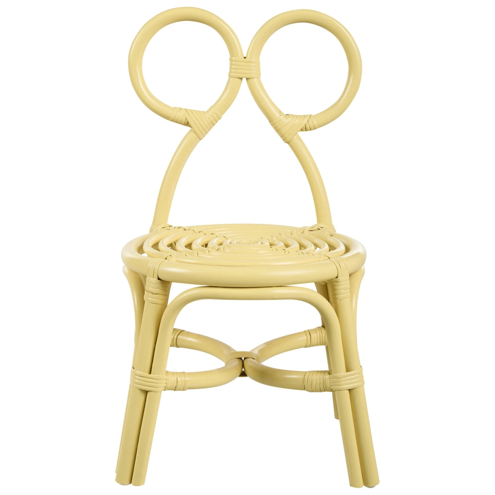 Sedia per bambini in rattan naturale giallo Patio Outdoor Indoor Boho Fatto a mano