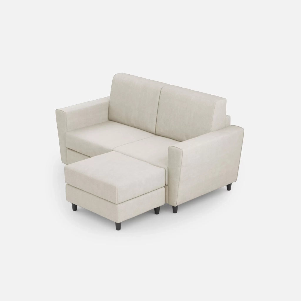 Divano yasel 2 posti medio  (due sedute da 70cm) + pouf misure esterne l.172 p.145 | latte - Mobili 2G