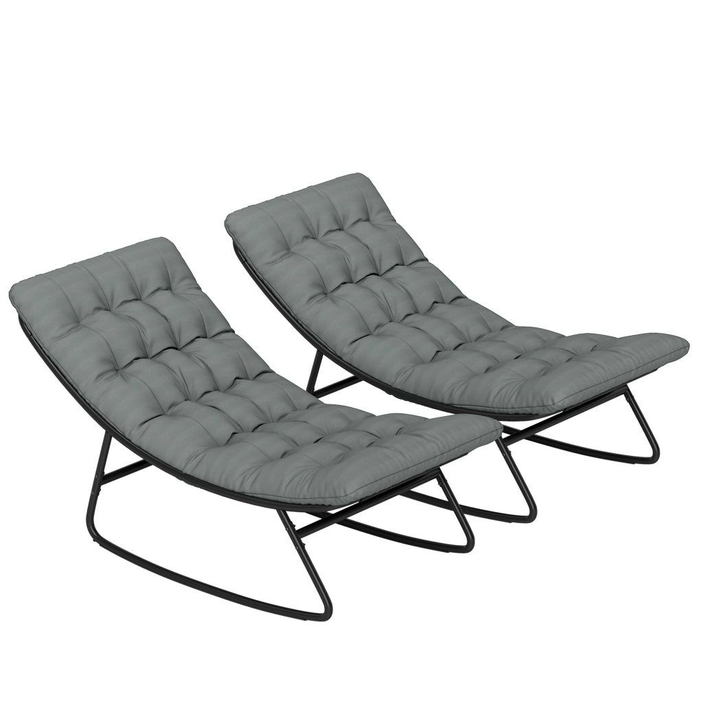 Set 2 poltrone a dondolo da giardino ¨C Xylo ¨C tessuto textilene grigio con cuscini