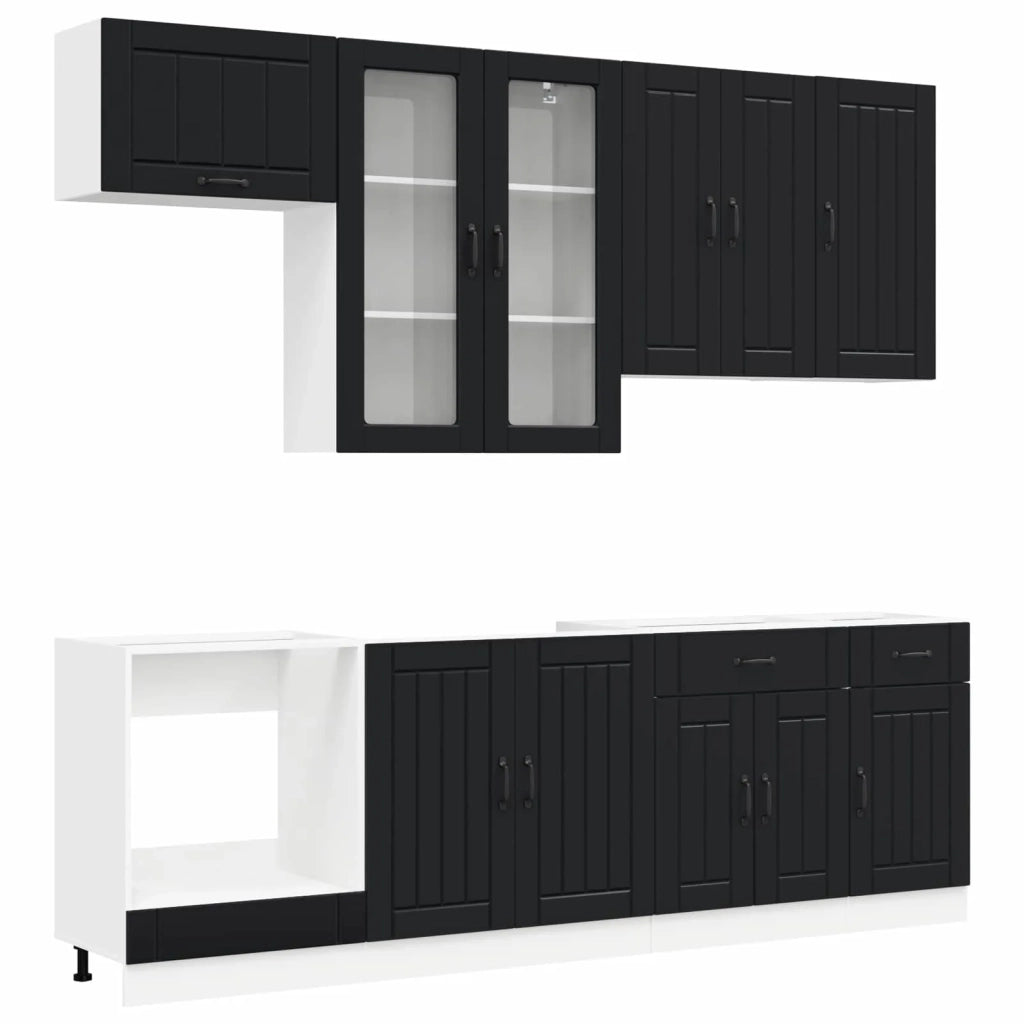 Unità Cucina LUCCA 8 pcs Nero Legno ingegnerizzato 3438144