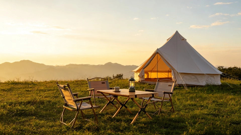 Tenda da campeggio da 9.8 piedi, in tessuto Oxford, con attacco per fornello, adatta per 3-4 persone, beige