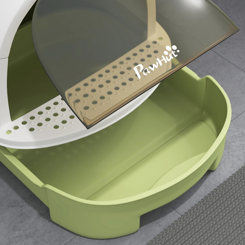 Arenero per Gatti con Filtro e Bandeja Estraibile ¨C Zephmum ¨C 40.5x52x39 cm Bianco e Verde