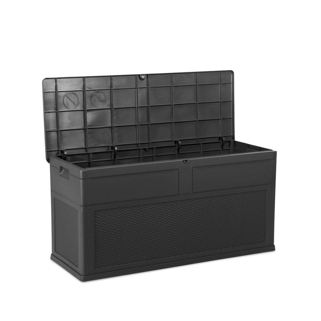 Baule multiuso Toscana 320 litri per interno in resina effetto rattan colore antracite Toomax