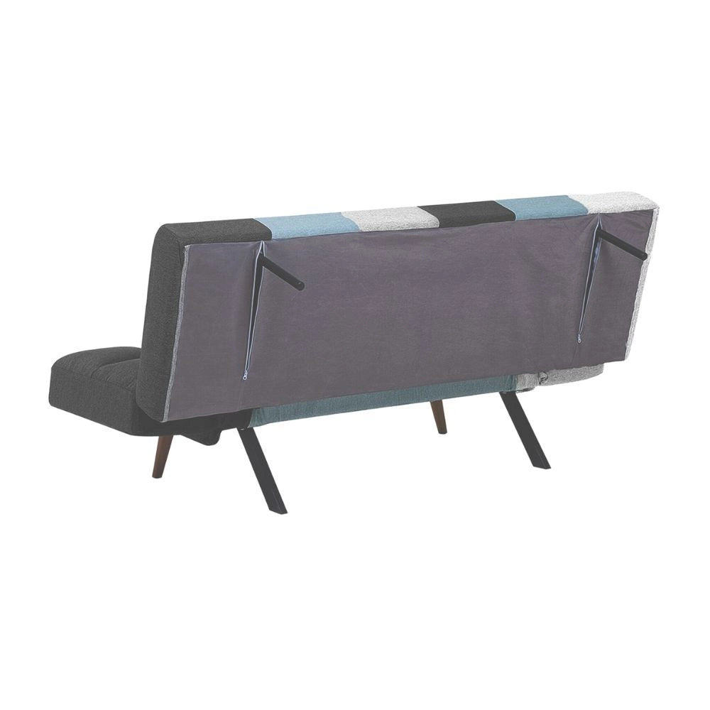 Divano letto Dube con braccioli pieghevoli in tessuto patchwork