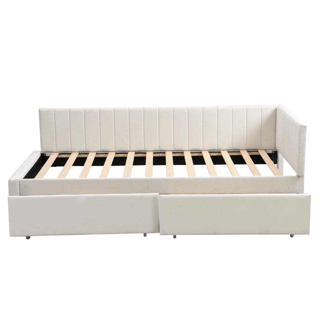 Letto imbottito divano letto in velluto beige 90x200 cm