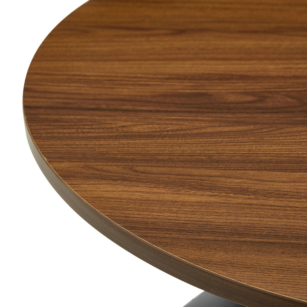 Set di 2 tavolini da caffè impilabili noce e nero, Ø70/50 cm