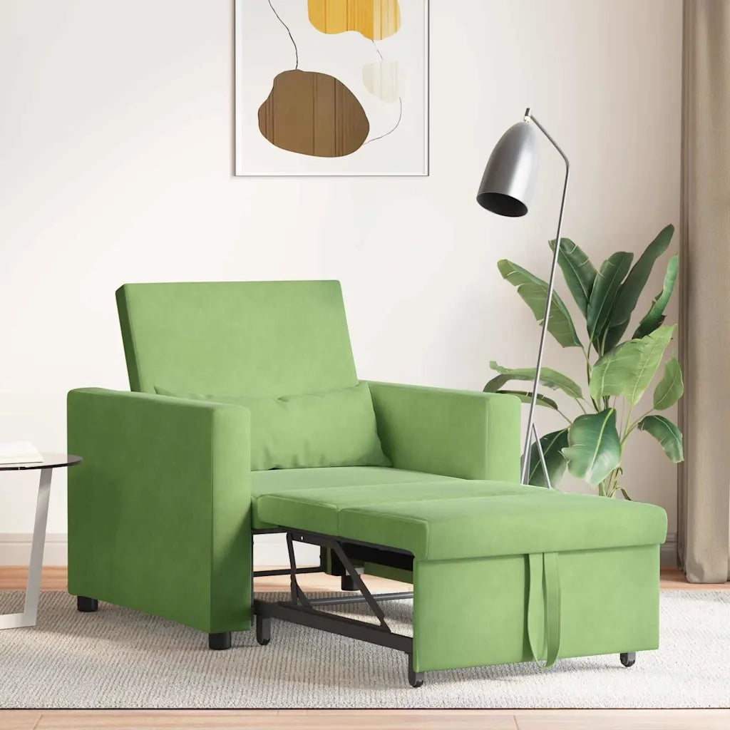 vidaXL Divano Letto Singolo Verde chiaro 90 x 165 x 87 cm Velluto