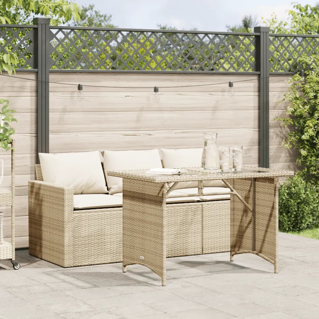 Set da Pranzo da Giardino 2 pz con Cuscini Beige in Polyrattan 366332