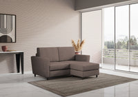 Divano 2 Posti con Pouf 152x155x85 cm Yasel in Tessuto Talpa