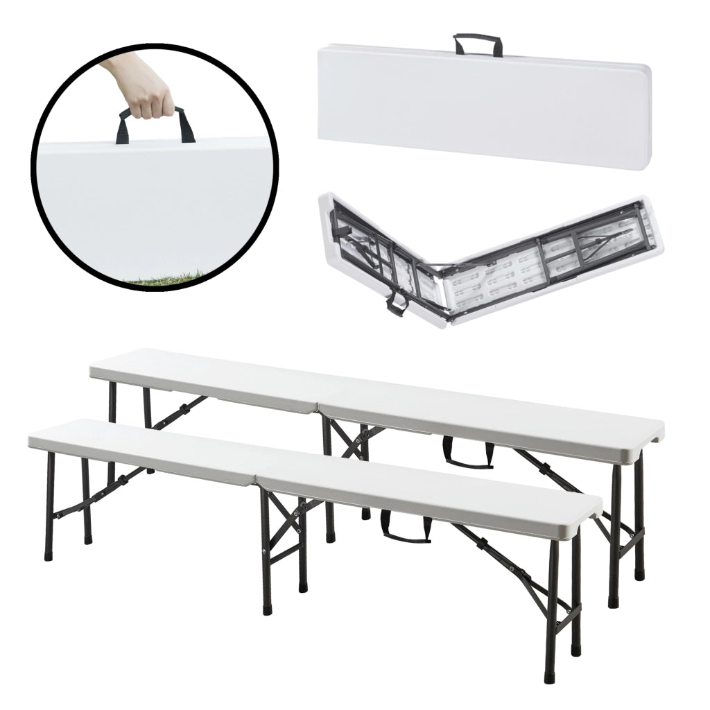 Set di 2 Panche Pieghevoli Ljusnarsberg 180 x 25 x 43 cm Bianco [en.casa]