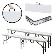 Set di 2 Panche Pieghevoli Ljusnarsberg 180 x 25 x 43 cm Bianco [en.casa]