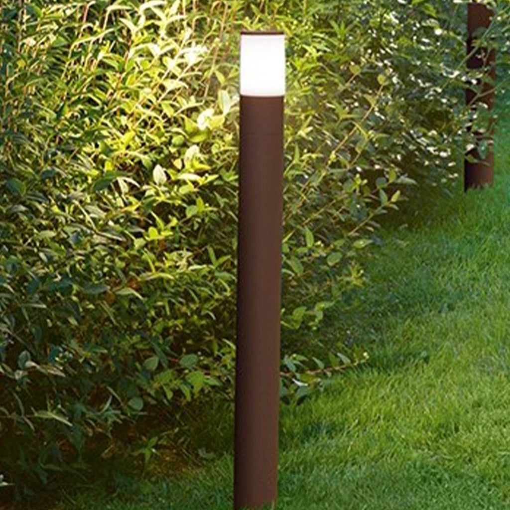 Paletto Esterno Contemporaneo Sigaro Alluminio Corten 1 Luce E27 Ip54 H90