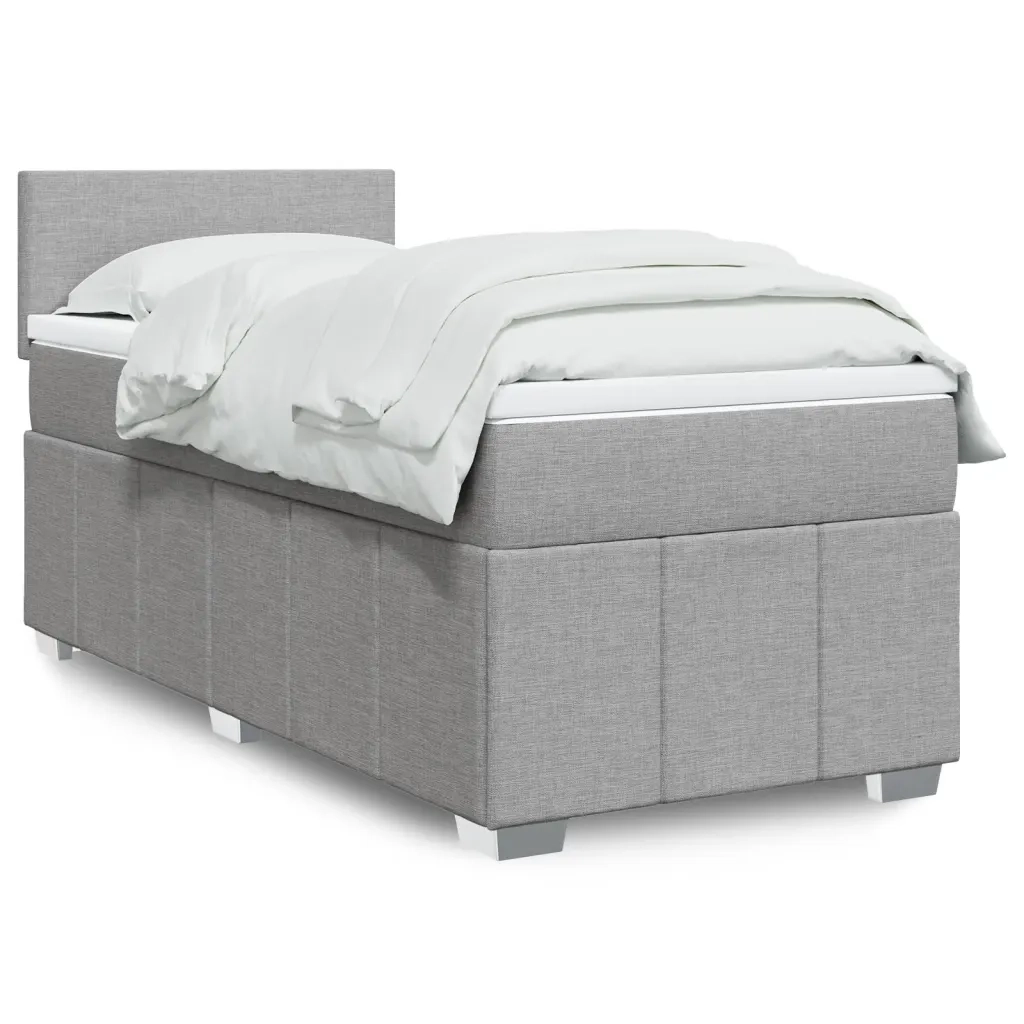 Letto singolo | Letto per adulti | Giroletto a Molle con Materasso Grigio Chiaro 90x190 cm Tessuto