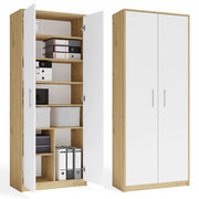 Scaffale biurowy OLIV 2d 2 ante per ufficio per gabinetu soggiorno rovere artisan bianco libreria moderna