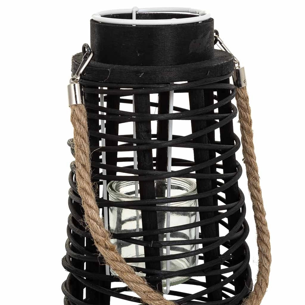 Lanterna portacandela in rattan nero d20x44h