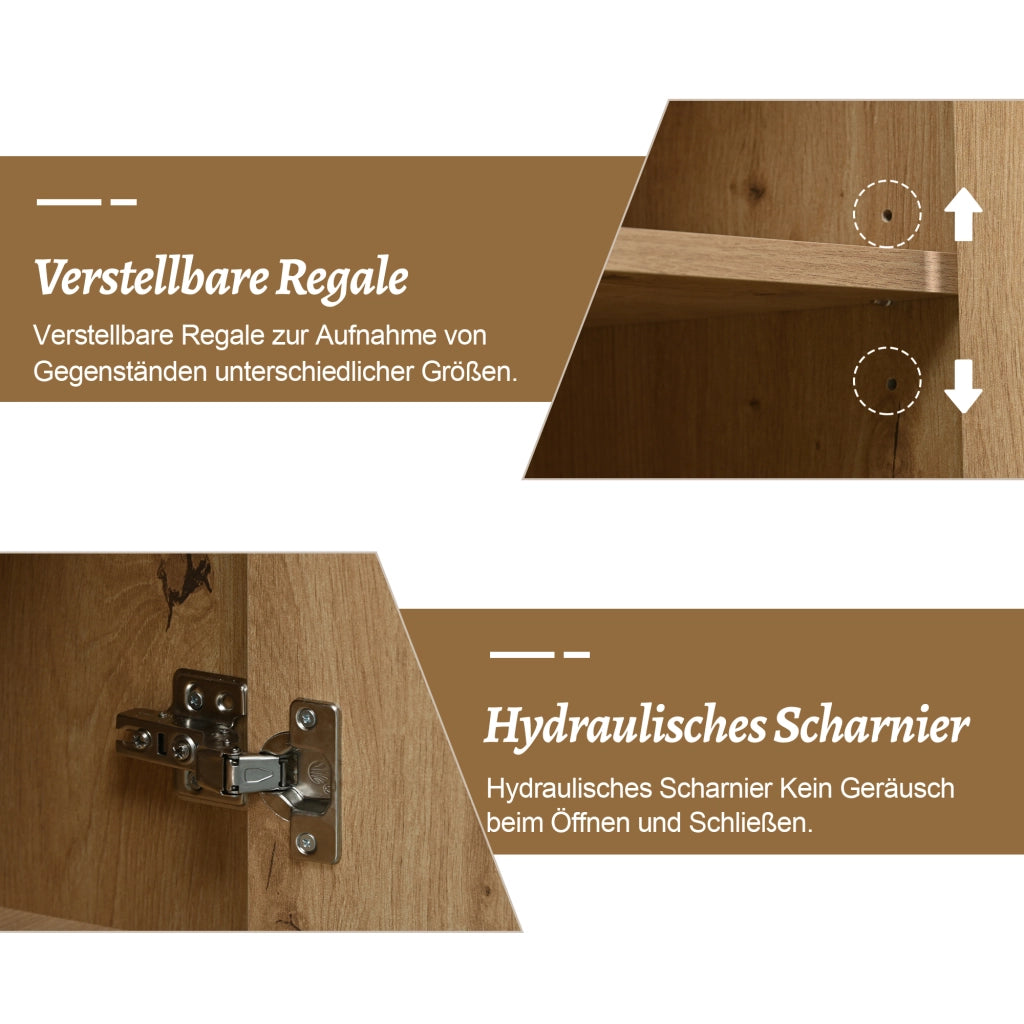 CREDENZA Sideboard 150x35x75,9 cm Nero e legno con 3 ante e 3 cassetti