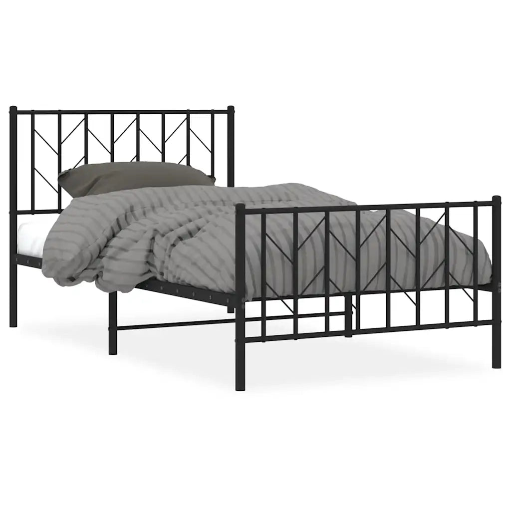 Giroletto con Testiera e Pediera Metallo Nero 100x200 cmcod mxl 109610