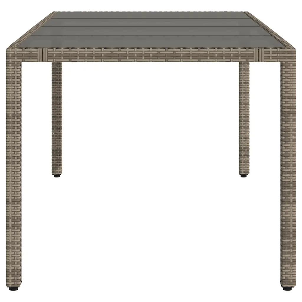 Tavolo da Giardino | Tavolino da esterno Piano in Vetro Grigio 190x90x75cm Polyrattan
