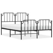 Letto matrimoniale | Letto per adulti | Giroletto con Testiera e Pediera Metallo Nero 140x200 cm