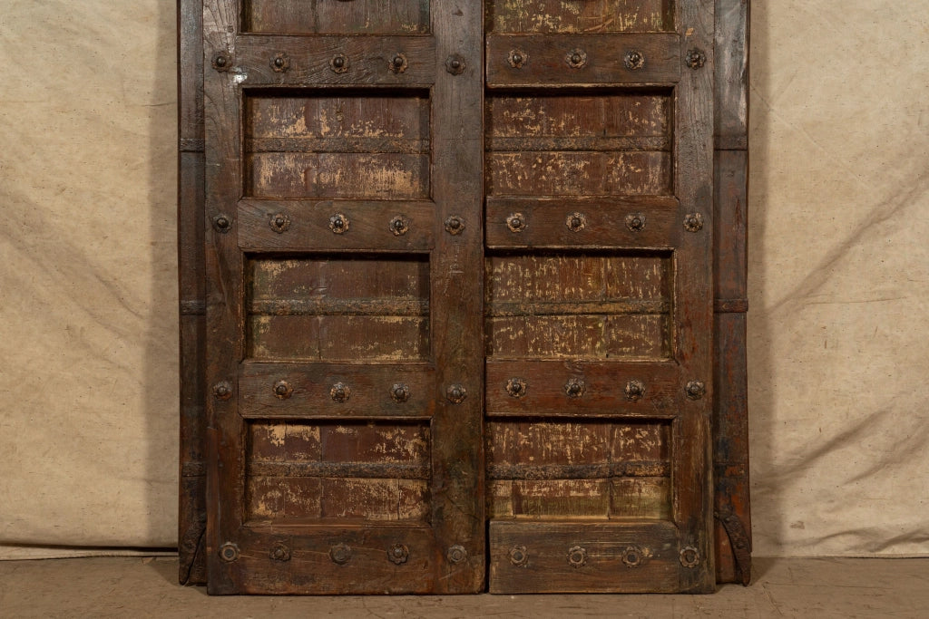 Biscottini Porta portone in legno massello e ferro da interno o da esterno vecchia e antica medievale scorrevole