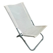 Trade Shop - Spiaggina In Textilene Crema Pieghevole Sedia Per Mare Campeggio 57x47x72cm 281051 -