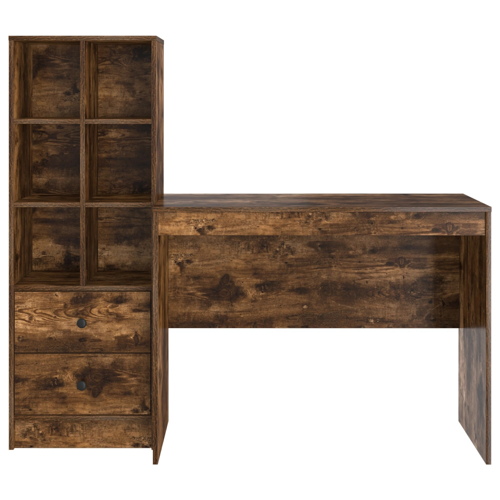 Scrivania con Contenitore Quercia Affumicata Legno Ingegnerizzato