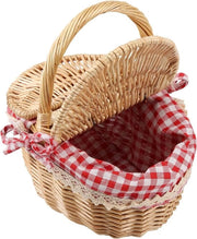 Carrozzino da picnic in vimini con coperchio e contenitore per pic nic in campagna, feste e serate di barbecue