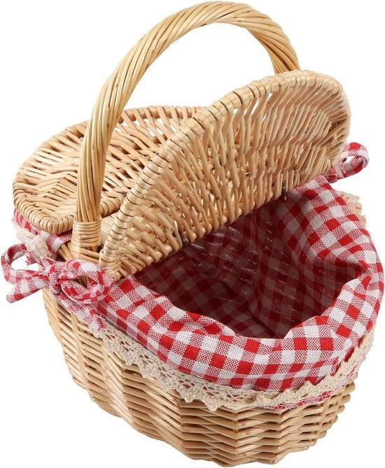 Carrozzino da picnic in vimini con coperchio e contenitore per pic nic in campagna, feste e serate di barbecue
