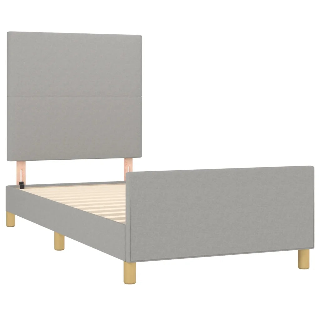 Giroletto con Testiera Grigio Chiaro 80x200 cm in Tessuto cod mxl 63970