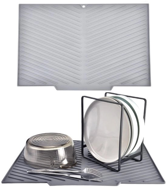 Asciugamano per piatti in microfibra V con fondo antiscivolo in grigio - Asciugamano per piatti - Asciugamani per piatti - Asciugamano per piatti con fondo antiscivolo - Asciugamano per piatti in microfibra con fondo antiscivolo
