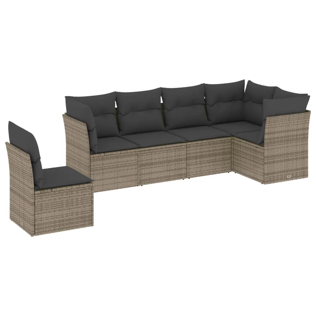Set Divano da Giardino 6 pz con Cuscini Grigio in Polyrattan 3249539