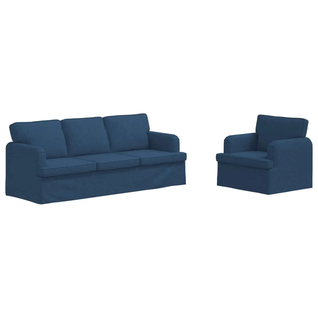 Divano 2 pcs Blu 144 x 80 x 85 cm Tessuto