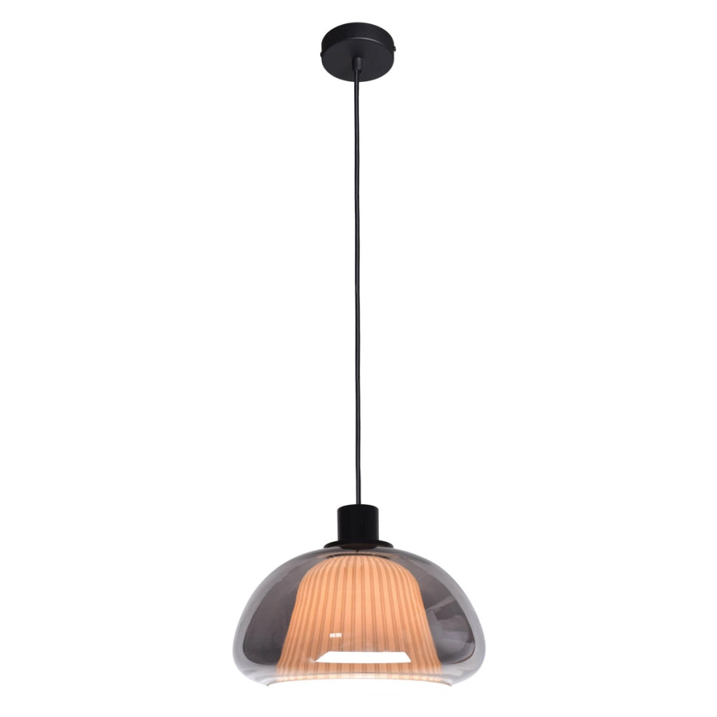Lampada a sospensione Apiro Italux vetro fumé nero E27
